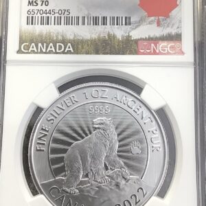 2022 Canada $5 1oz .9999 Fine Silver Majestic Polar Bear NGC MS70 Early Releases