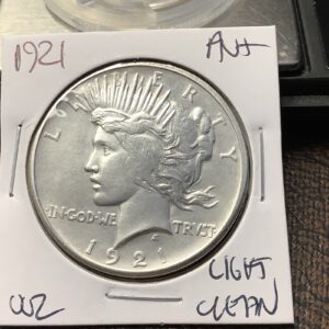 1921 Peace Silver Dollar High Relief Key Date AU Detail Lightly Cleaned 002
