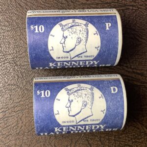 OBW US Mint Bank Wrapped Original BU Rolls 2003 P, D Kennedy Half Dollars
