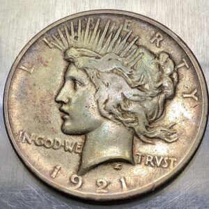 1921 Peace Silver Dollar High Relief Key Date About F Fine Toned