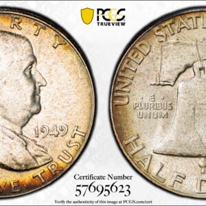 1949 Franklin Half Dollar PCGS MS65 FBL From Double Card Mint Set *COLOR* Toning