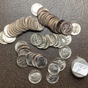 Original Gem BU Roll 1982-D Clad Roosevelt Dimes 50 Coins $5 Face Value KEY DATE