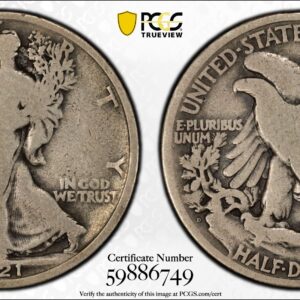1921-D Silver Walking Liberty Half Dollar PCGS VG8 Perfect Original - KEY DATE