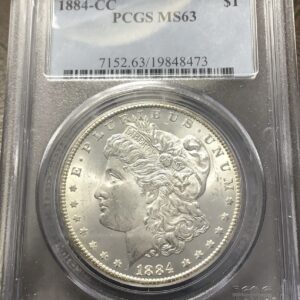 1884-CC Morgan Silver Dollar 90% Silver PCGS MS63 Satiny Creamy Luster