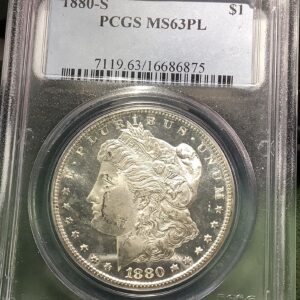 1880-S Morgan Silver Dollar 90% Silver PCGS MS63 PL Superb Reflectivity & Cameo