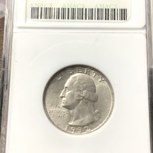 1932-S Silver Washington Quarter ANACS AU58 KEY Sm White Soapbox Superb Slider