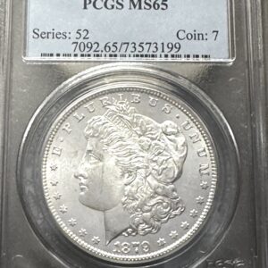 1879-S Morgan Silver Dollar Frosty Ice White Gem - PCGS MS65 Older Blue Holder