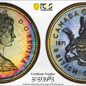 1971 Canada .500 Silver Specimen British Columbia Dollar PCGS SP68 *COLOR* Toned