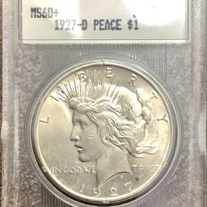 1927-D Peace Silver Dollar Lustrous Choice BU in Vintage Blanchard Slab Semi Key
