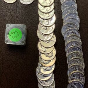 Roll 1955 90% Silver Proof Washington Quarters 40 Coins Uncirc Scarce Date Proof