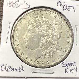 1883-S Morgan Silver Dollar AU Details Cleaned Tough KEY DATE