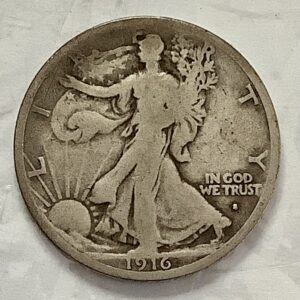 1916-S Silver Walking Liberty Half Dollar G+ Original Surfaces Full Rims KEYDATE