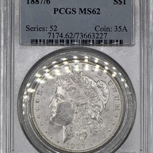 1887/6 Morgan Silver Dollar Rare, Popular Overdate PCGS MS62 Older Blue Holder
