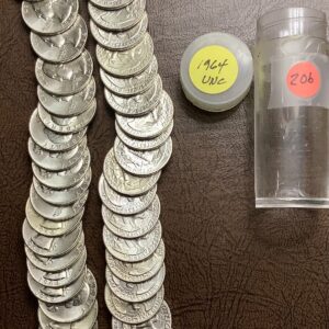 BU Roll 1964 90% Silver Washington Quarters 40 Coins Choice BU Uncirc.