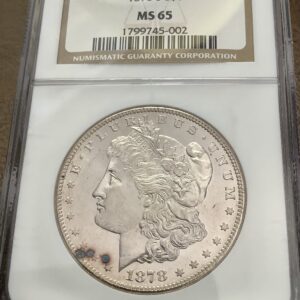 1878-S Morgan Silver Dollar NGC MS65 Lustrous Gem Rev Hologram Peeling Off