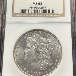 1891-O Morgan Silver Dollar NGC MS63 Lustrous White Coin Well Struck Tough Date
