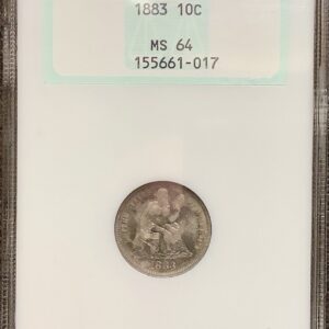 1883 Seated Liberty Dime NGC MS64 Near Gem - Toned *COLOR* Old No Bar Code Fatty