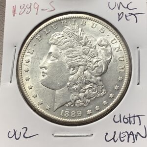 1889-S Morgan Silver Dollar Uncirculated Detail Lightly Cleaned Key Date 02