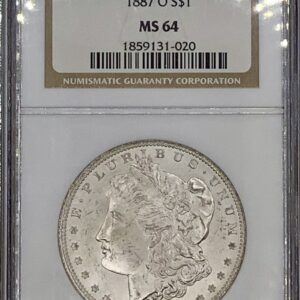 1887-O Morgan Silver Dollar NGC MS64 Frosty White Near Gem Tough SemiKey Date OH