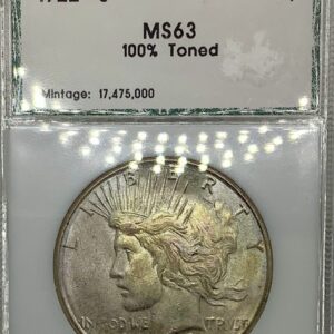 1922-S Peace Silver Dollar Pastel Toned *COLOR* PCI Green Choice MS63 BU 90% Silver
