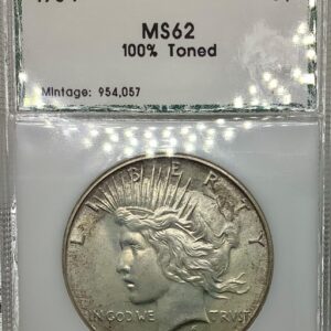 1934 Peace Silver Dollar Pastel Toned *COLOR* PCI Green Choice BU 90% Silver