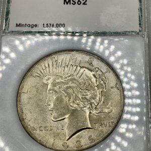 1935 Peace Silver Dollar Lightly Pastel Toned PCI Green Choice BU 90% Silver