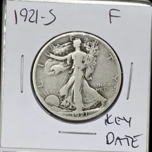 1921-S Silver Walking Liberty Half Dollar F Detail Damage Nice Surfaces