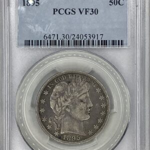 1895 Silver Barber Half Dollar PCGS VF30 Circ Cameo ORIGINAL Scarce Early Date