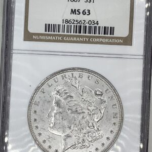 1887 Morgan Silver Dollar NGC MS63 Frosty Snow White Luster