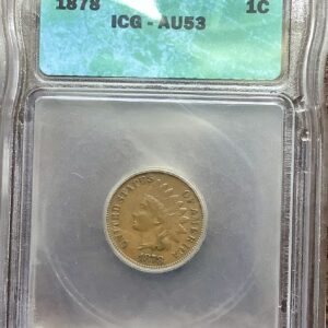 1878 Indian Head Cent ICG AU53 - Pleasing Medium Brown Color Scarce Semi Key