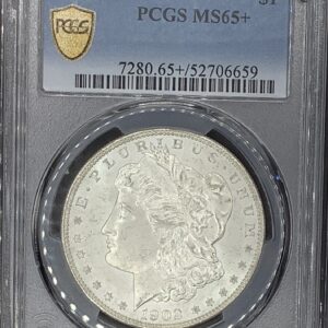 1902-O Morgan Silver Dollar PCGS MS65+ Lustrous Frosty White Coin