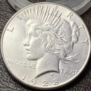 1928-S Peace Silver Dollar - Lustrous Slider Choice AU Semi Key Date
