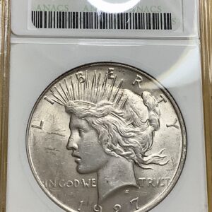 1927-D Peace Silver Dollar ANACS MS61 Small White Soapbox Satiny Luster Semi-Key