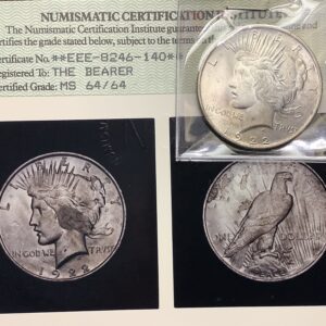 1922 Peace Silver Dollar NCI Photo Slab Lustrous Choice BU From Old Collection