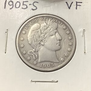1905-S Barber Half Dollar Semi Key - VF+/XF Detail Obv Right Field Scratches