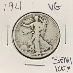 1921 Silver Walking Liberty Half Dollar VG+/F Semi Key Full Rims Strong Detail