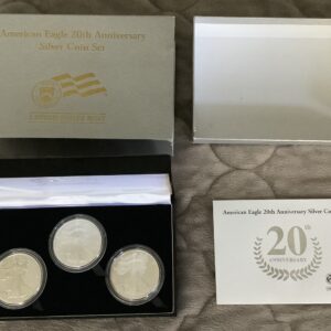 2006 American Silver Eagle 20th Anniversary 3 Coin Set OGP MISSING COVER!! A10