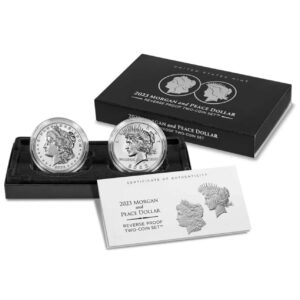 2023-S 2 Piece Reverse Proof Morgan Peace Silver Dollar Set OGP Stock Photo 23XS