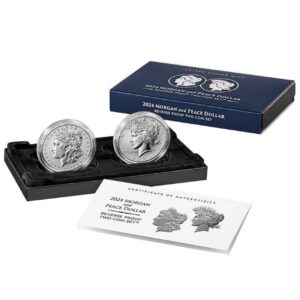 2024-S 2 Piece Reverse Proof Morgan Peace Silver Dollar Set OGP Stock Photo 24XS