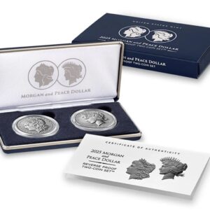 2025-S 2 Piece Reverse Proof Morgan Peace Silver Dollar Set OGP Stock Photo 25XS