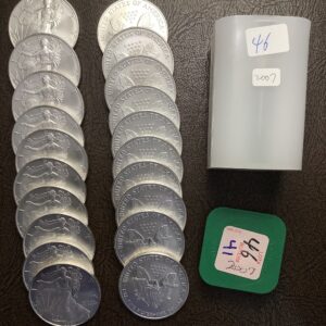 US Mint Roll (20) 2007 American Silver Eagles .999 Fine Mint Tube Superb Gem BU