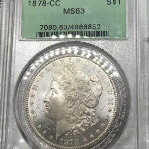 1878-CC Morgan Silver Dollar PCGS MS63 OGH Frosty White 1st Year, Better CC Date