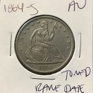 1864-S Seated Liberty Half Dollar - Deeply Toned AU+ Rare Civil War Key Date