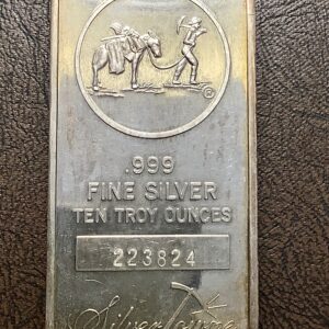 Silvertowne Vintage Prospector 10oz .999 Silver Bar Assay #223824 Sigma Verified