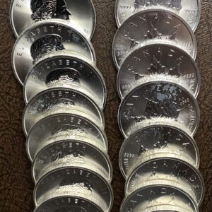 Roll (20) 2016 Canada RCM 1oz .9999 Silver Maple Leafs Frosty BU Some Milk Spots