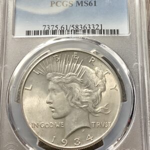 1934 Peace Silver Dollar - PCGS MS61 - Lustrous Silver Patina Better Date