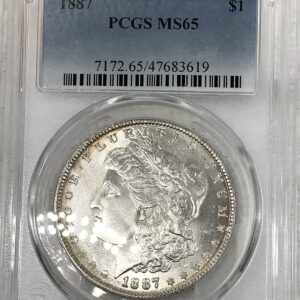 1887 Morgan Silver Dollar PCGS MS65 - Frosty Lustrous Gem with Hints of Toning