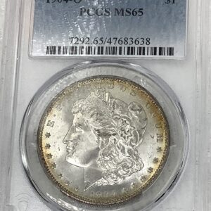 1904-O Morgan Silver Dollar PCGS MS65 Golden Rim Toning Frosty Lustrous Gem