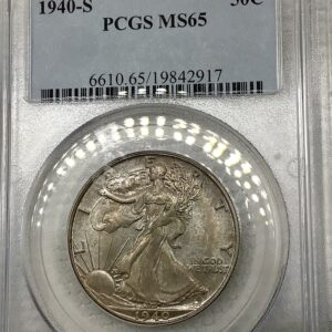 1940-S Silver Walking Liberty Half Dollar PCGS MS65 Pastel Toned Super Tough Gem