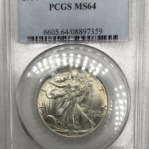 1938-D Silver Walking Liberty Half Dollar PCGS MS64 Lustrous Semi-Key
